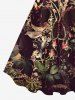 Robe Costume D'Halloween Fleur Feuille et Crâne Imprimées de Grande Taille - Multi-A 4X