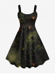 Robe D'Halloween Costume Teinté Toile D'Araignée Imprimée de Grande Taille - Multi-A S