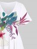 Tropical Leaf Hibiscus Flowers Print Plus Size Matching Hawaii Beach Outfit For Couples -  
