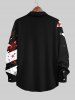 Plus Size Ink Painting Splatter Skull Star Striped Print Halloween Button Shirt For Men -  