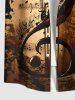 Plus Size Distressed Music Note Print Button Pocket Shirt For Men -  