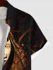 Plus Size Distressed Music Note Print Button Pocket Shirt For Men -  