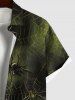 Plus Size Halloween Costume Spider Web Insect Tie Dye Print Buttons Pocket Shirt For Men -  