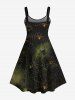 Robe D'Halloween Costume Teinté Toile D'Araignée Imprimée de Grande Taille - Multi-A S