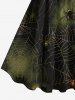Robe D'Halloween Costume Teinté Toile D'Araignée Imprimée de Grande Taille - Multi-A S