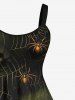 Robe D'Halloween Costume Teinté Toile D'Araignée Imprimée de Grande Taille - Multi-A 5X