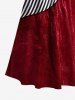 Plus Size Halloween Costume Pirate Skull Striped Skirt 3D Print Cold Shoulder Crisscross Maxi Dress -  