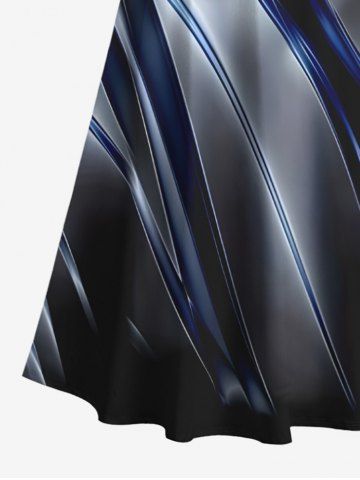 Plus Size Ombre Glitter Light Beam 3D Print Cold Shoulder Crisscross Hawaii Maxi Dress