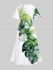 Tenue de Plage à Imprimé Feuilles Tropicales Grande-Taille pour Couples - Blanc 