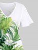 Tenue de Plage à Imprimé Feuilles Tropicales Grande-Taille pour Couples - Blanc 