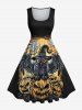Halloween Costume Pumpkin Ghost Owl Tree Print Plus Size Matching Outfit For Couples -  