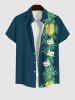 Contrastant Imprimé Feuilles Tropicales et Ananas Grande Taille - Vert 