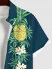 Contrastant Imprimé Feuilles Tropicales et Ananas Grande Taille - Vert 