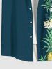Contrastant Imprimé Feuilles Tropicales et Ananas Grande Taille - Vert 