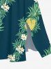 Contrastant Imprimé Feuilles Tropicales et Ananas Grande Taille - Vert 