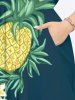 Contrastant Imprimé Feuilles Tropicales et Ananas Grande Taille - Vert 