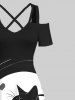 Ensemble Costume D'Halloween pour Couples en Forme de Coeur Fleurs et Fantôme Grande Taille - Noir 