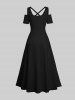 Ensemble Costume D'Halloween pour Couples en Forme de Coeur Fleurs et Fantôme Grande Taille - Noir 