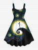 Décoration D'Halloween Robe Poupée Lune Squelette Peinture à L'huile pour Couples - Noir 