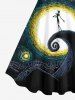 Décoration D'Halloween Robe Poupée Lune Squelette Peinture à L'huile pour Couples - Noir 