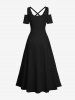Plus Size Ombre Glitter Light Beam 3D Print Cold Shoulder Crisscross Hawaii Maxi Dress -  