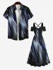 Plus Size Ombre Glitter Light Beam 3D Print Cold Shoulder Crisscross Hawaii Maxi Dress -  