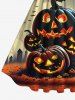 Robe D'Halloween Vintage Citrouille et Chauve-souris Imprimés Grande Taille - Multi-A 5X