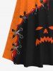 Maxi Robe D'Halloween 3D Citrouille Croisée en Blocs de Couleurs à Epaule Dénudée de Grande Taille à Lacets - Multi-A M