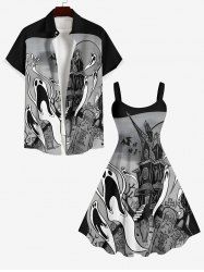 Ensemble de Costume D'Halloween Château Chaussette de Grande Taille pour Couples - Noir 