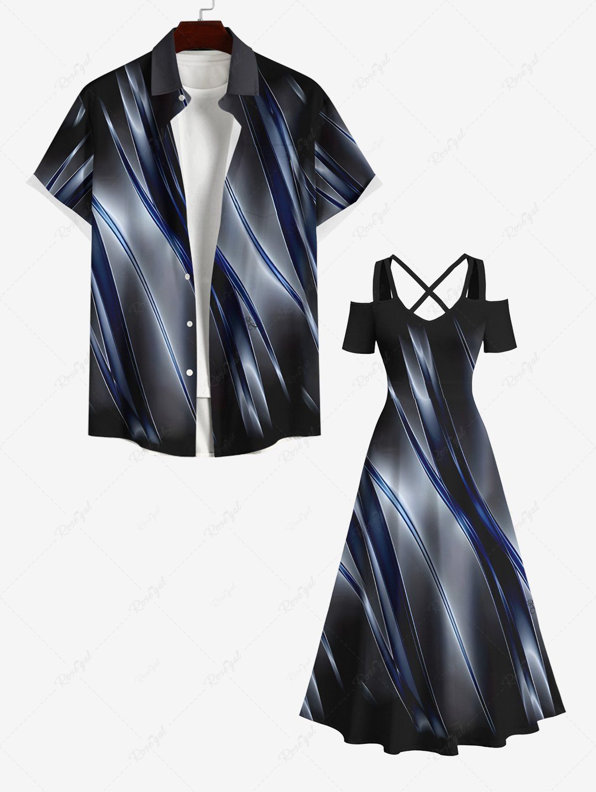 Tenue de Plage à Imprimé Ombre à Revers en Dégradé de Couleurs Brillante 3D pour Femmes Noir 