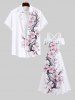 Plus Size Peach Blossom Flower Print Cold Shoulder Crisscross Hawaii Maxi Dress -  