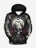 Costume D'Halloween Grande Taille Imprimé Rose et Chauve-souris pour Couples - Noir 