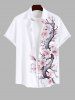 Peach Blossom Flower Print Plus Size Matching Hawaii Beach Outfit For Couples -  