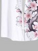 Peach Blossom Flower Print Plus Size Matching Hawaii Beach Outfit For Couples -  