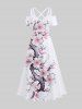 Peach Blossom Flower Print Plus Size Matching Hawaii Beach Outfit For Couples -  