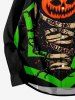 Plus Size Pumpkin Chain Colorblock Print Halloween Button Shirt For Men -  