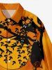 Chemise D'Halloween Boutonné Branche D'Arbre Lune Imprimée Grande Taille pour Homme - Orange Foncé 6XL