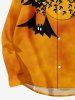Chemise D'Halloween Boutonné Branche D'Arbre Lune Imprimée Grande Taille pour Homme - Orange Foncé 6XL