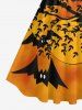 Robe Trapèze D'Halloween Vintage Chauve-souris Branche D'Arbre Imprimé de Grande Taille - Orange S