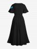 Robe Hawaiienne Mi-longue Imprimé Galaxie 3D à Paillettes Grande Taille - Noir 5X