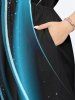 Robe Hawaiienne Mi-longue Imprimé Galaxie 3D à Paillettes Grande Taille - Noir 5X