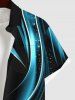 Plus Size Galaxy Glitter Light Beam 3D Print Buttons Pocket Hawaii Shirt For Men -  