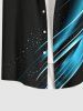 Plus Size Galaxy Glitter Light Beam 3D Print Buttons Pocket Hawaii Shirt For Men -  