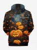 Plus Size Halloween Costume Pumpkin Latern Leaf Sea Waves Print Pocket Drawstring Hoodie For Men -  