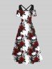 Maxi Robe D'Halloween Rose Crâne Imprimée à Epaule Dénudée de Grande Taille - Multi-A S