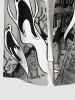 Plus Size Ghost Tombstone Castle Bat Print Halloween Button Pocket Shirt For Men -  