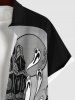 Chemise D'Halloween Boutonnée Fantôme avec Poche Cachée Grande Taille pour Homme - Noir 4XL