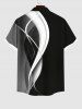 Chemise Boutonnée Feuille en Blocs de Couleurs Grande Taille avec Poche - Noir 4XL