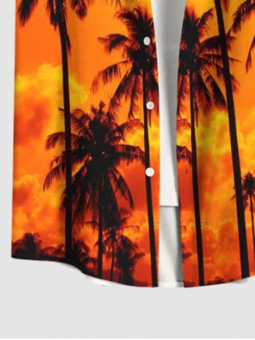 Coconut Tree Ombre Sky Dusk Cloud Print Plus Size Matching Hawaii Beach Outfit For Couples