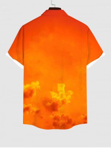 Coconut Tree Ombre Sky Dusk Cloud Print Plus Size Matching Hawaii Beach Outfit For Couples